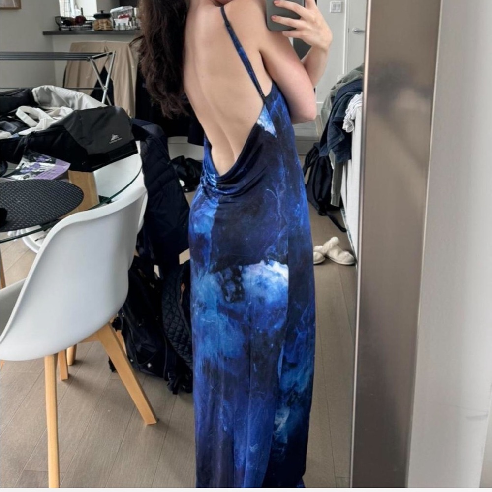 Jonathan Simkhai Sunnie Gown in Blue Rock Crystal Print in size XS. Orig. $695 - Picture 3 of 5